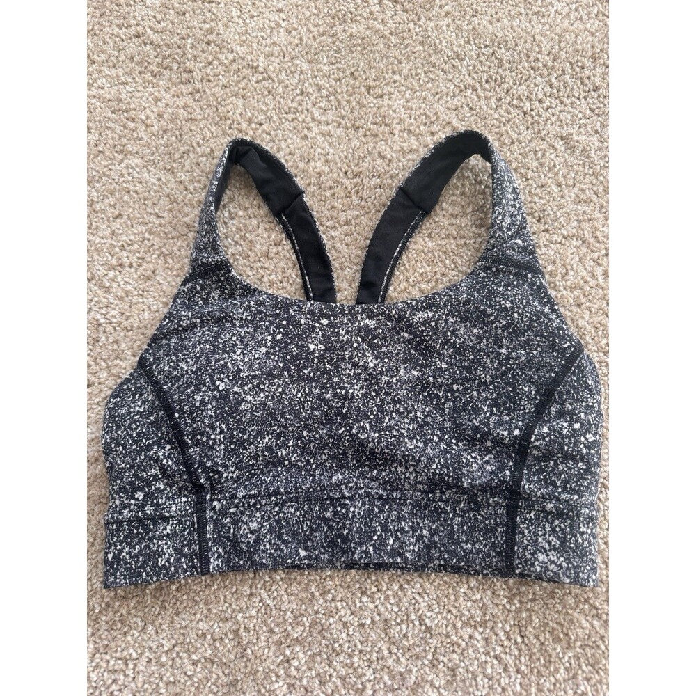 Lululemon Sports Bra Size 6 Galaxy Print Mesh Trim Racer Back Light Support Gym